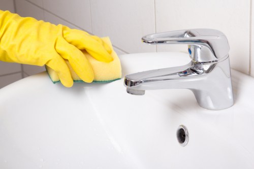 Bathroom end of tenancy cleaning with attention to limescale and fixtures