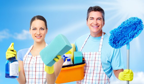 Professional cleaner working in a Catford flat